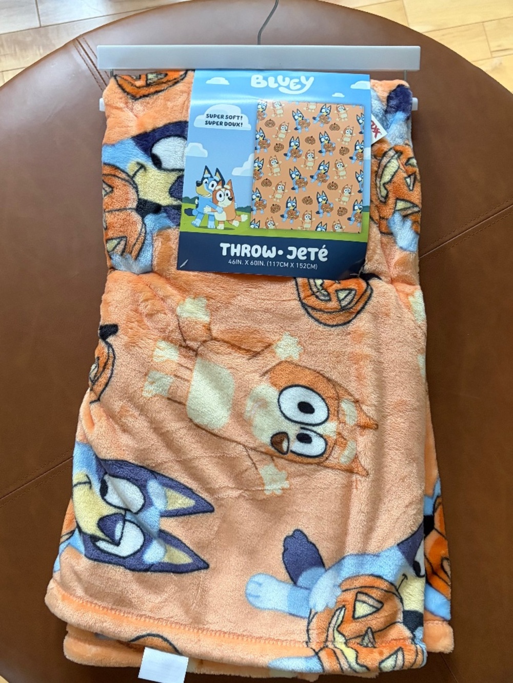 🎃 New with Tags! Bluey & Bingo Halloween Pumpkin Plush Throw Blanket 🎃 NWT